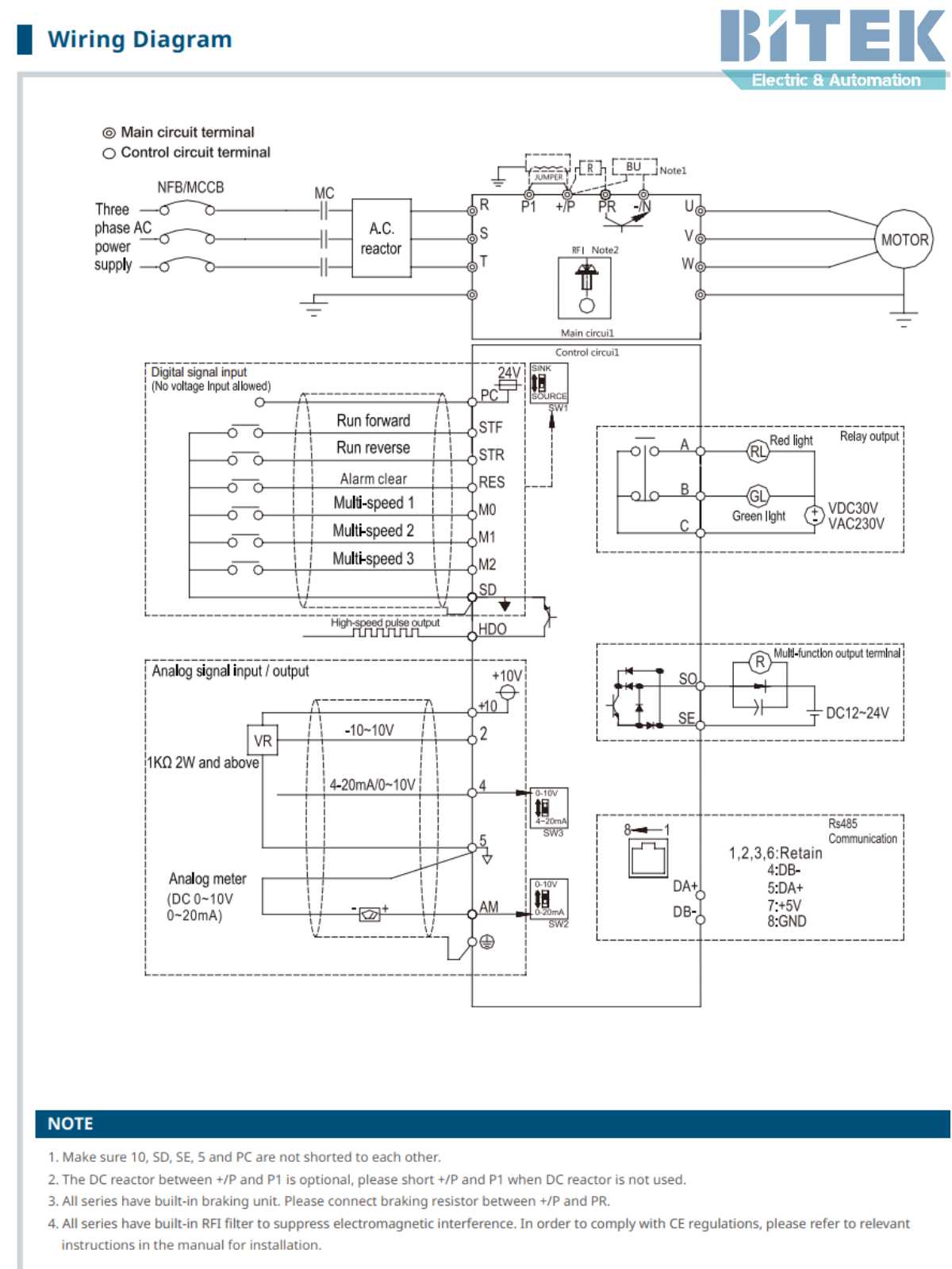 Sơ đồ đấu nối điện biến tần Shihlin SE3